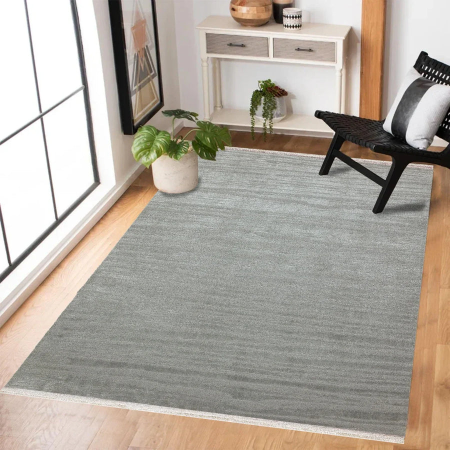Bej Gri Düz Modern Halı - Yıkanabilir - Kaymaz Taban - Pati Dostu