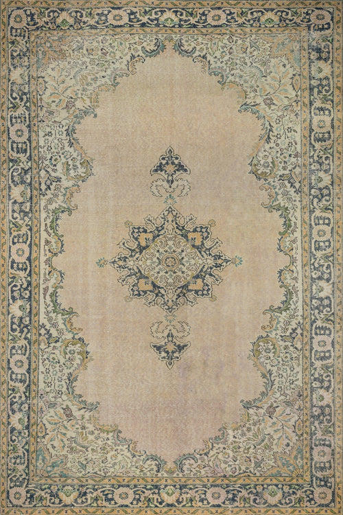 Krem Göbekli Modern Etnik Desenli Halı  | Makinada Yıkanabilir | Hav Toz Vermez | Leke Tutmayan | Kaymaz Taban | Dijital Makine Baskı | Salon Yolluk Mutfak Halısı