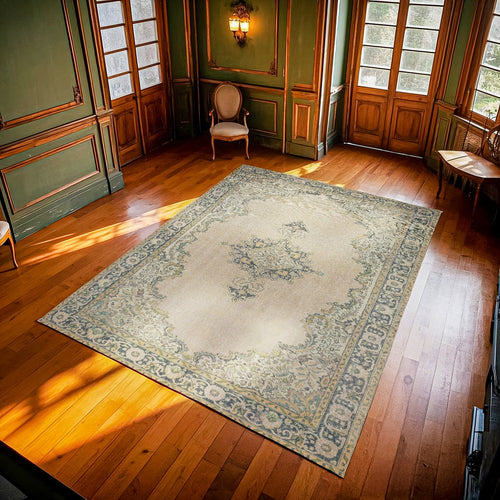 Krem Göbekli Modern Etnik Desenli Halı  | Makinada Yıkanabilir | Hav Toz Vermez | Leke Tutmayan | Kaymaz Taban | Dijital Makine Baskı | Salon Yolluk Mutfak Halısı