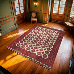 Bordo Bordürlü Modern Etnik Desenli Halı  | Makinada Yıkanabilir | Hav Toz Vermez | Leke Tutmayan | Kaymaz Taban | Dijital Makine Baskı | Salon Yolluk Mutfak Halısı