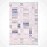 Cream Blue Modern Geometric Living Room Striped Rug - Acrylic