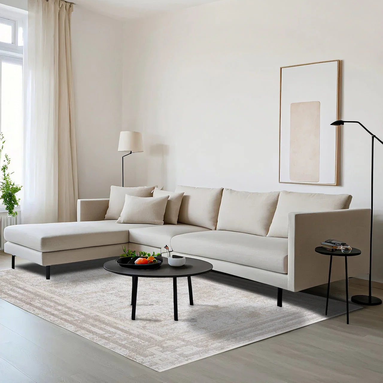 Bordürlü Modern Halı - Yıkanabilir - Kaymaz Taban - Pati Dostu