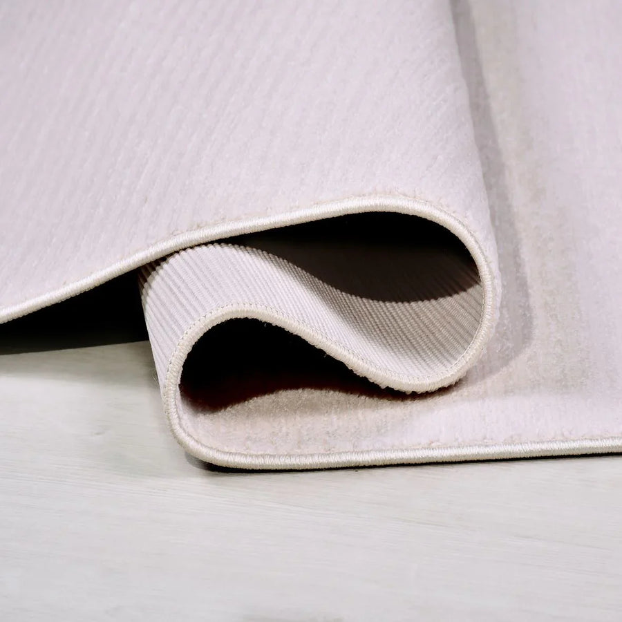 Cream Area Rug with Textured Stripes & Non-Slip Back – alternate angle