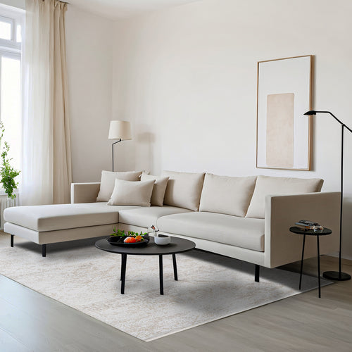 Shimmer Bej Çizgili Triko Akrilik Makine Alan Halısı