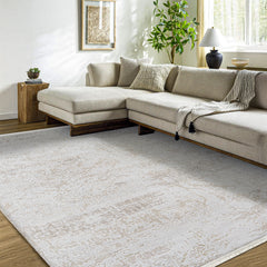 Shimmer Bej Çizgili Triko Akrilik Makine Alan Halısı