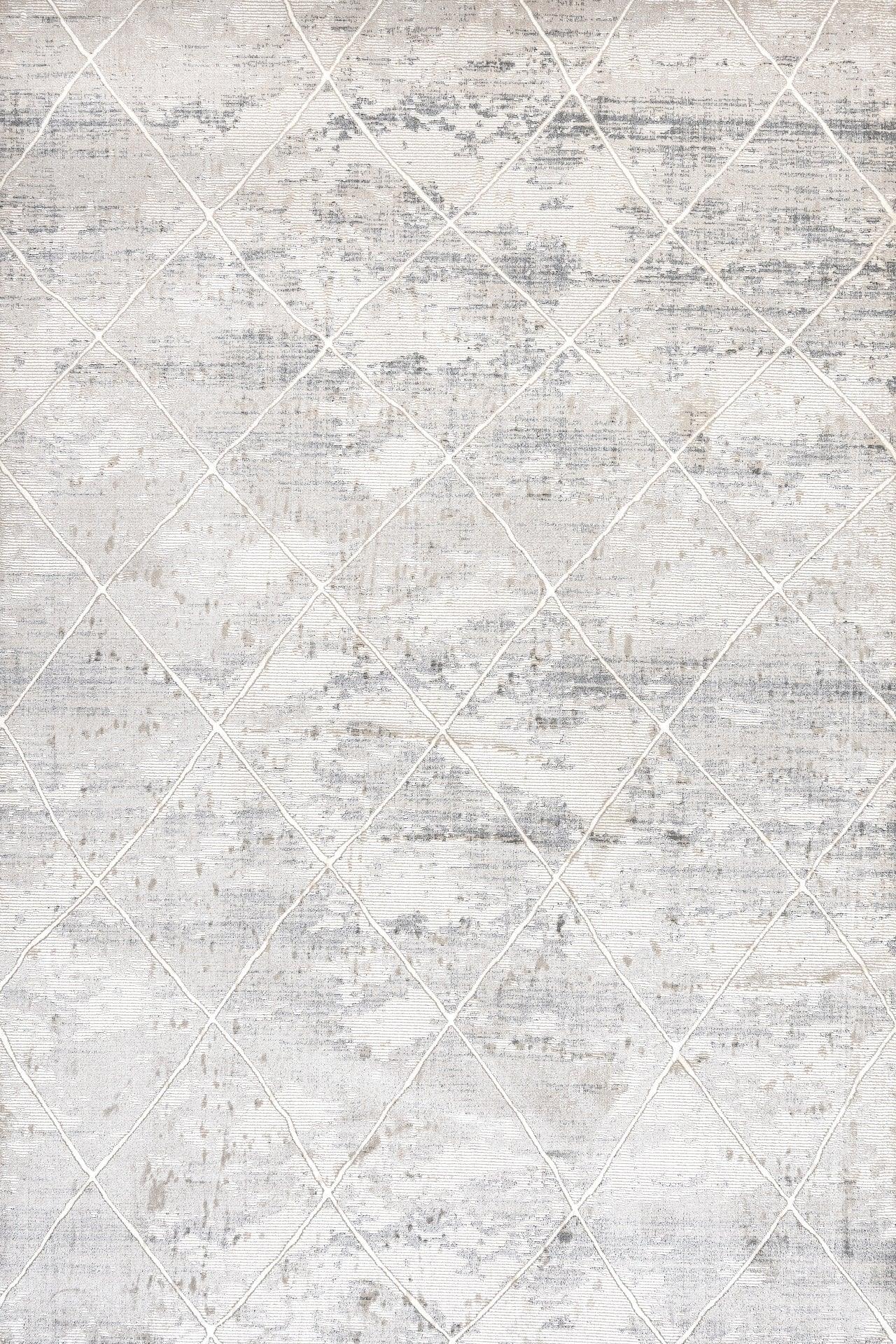 Beyaz Gri Dokulu Minimalist Halı - Yıkanabilir - Kaymaz Taban - Pati Dostu