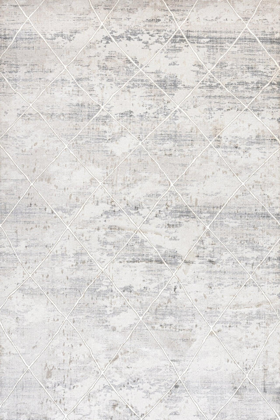 Beyaz Gri Dokulu Minimalist Halı - Yıkanabilir - Kaymaz Taban - Pati Dostu