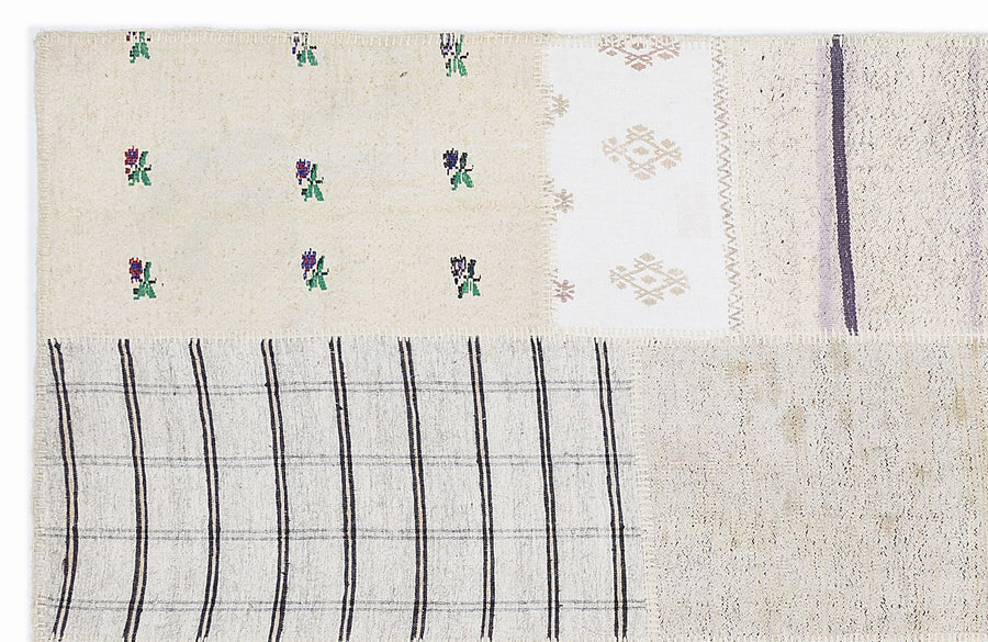 Kenove Ekru ve Lacivert Çizgili El Dokuma Kilim 160x230 cm – detay görünümü