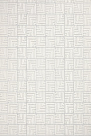Beyaz Ekru Geometrik Minimalist Halı - Yıkanabilir - Kaymaz Taban - Pati Dostu