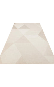 Bej Krem Geometrik Kilim Triko Halı - Pati Dostu - Toz Vermez