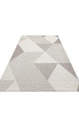 Tapis de salon gris clair et gris, moderne à motif géométrique - laine