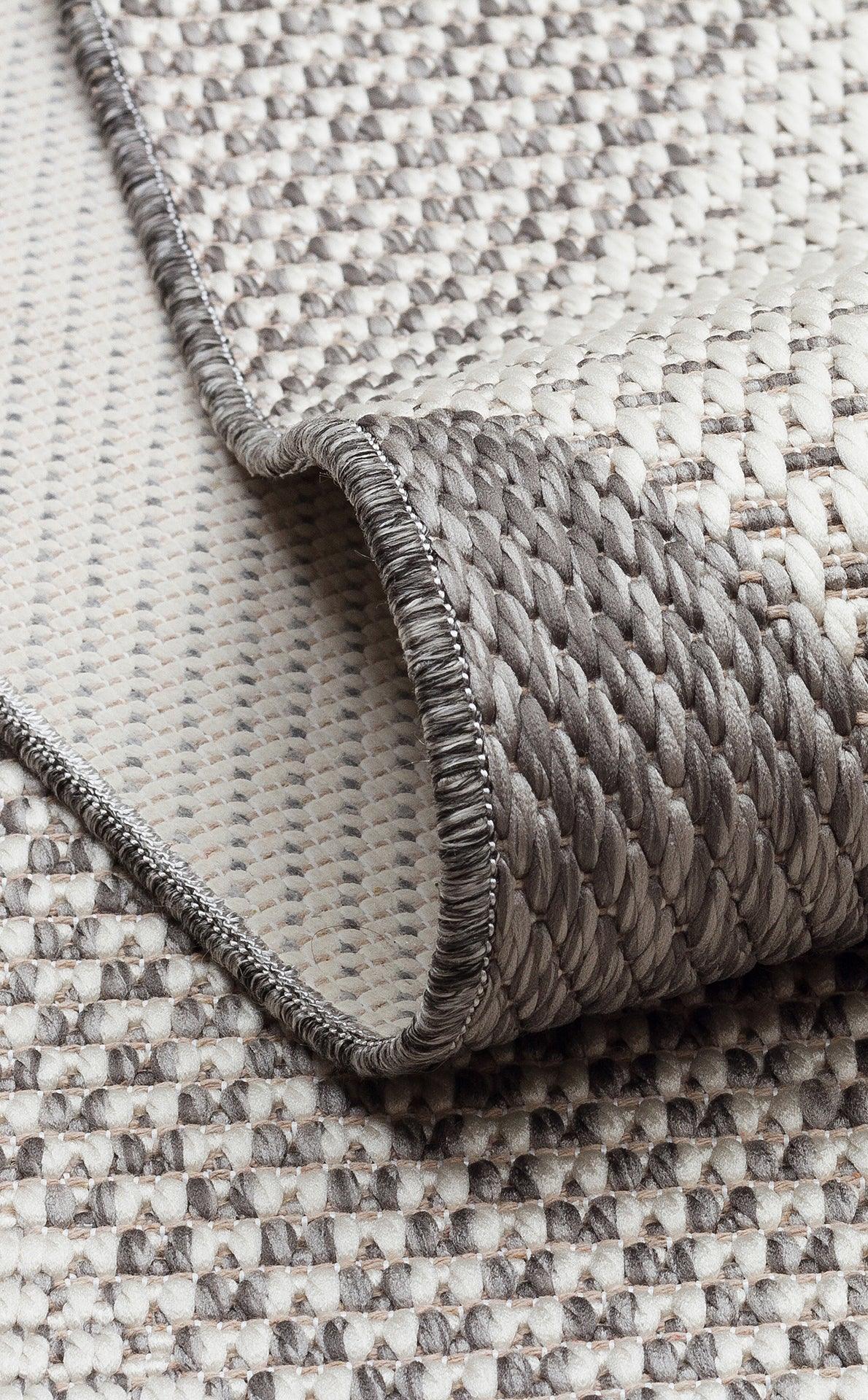 Beyaz Gri Geometrik Kilim Triko Halı - Pati Dostu - Toz Vermez