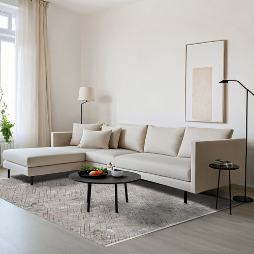 Oasis Gri Geometrik Mikrofiber Polyester Makine Alan Halısı