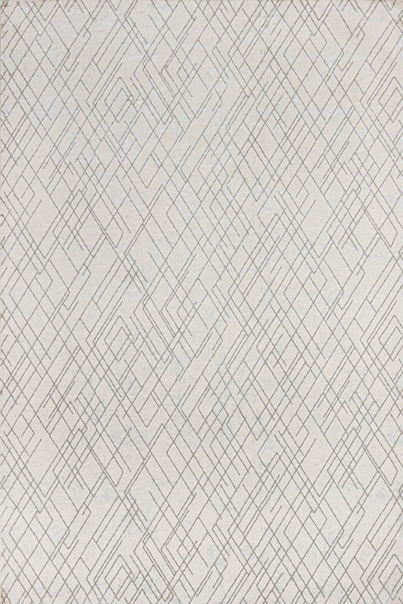 Beyaz Krem Geometrik Minimalist Halı - Yıkanabilir - Kaymaz Taban - Pati Dostu