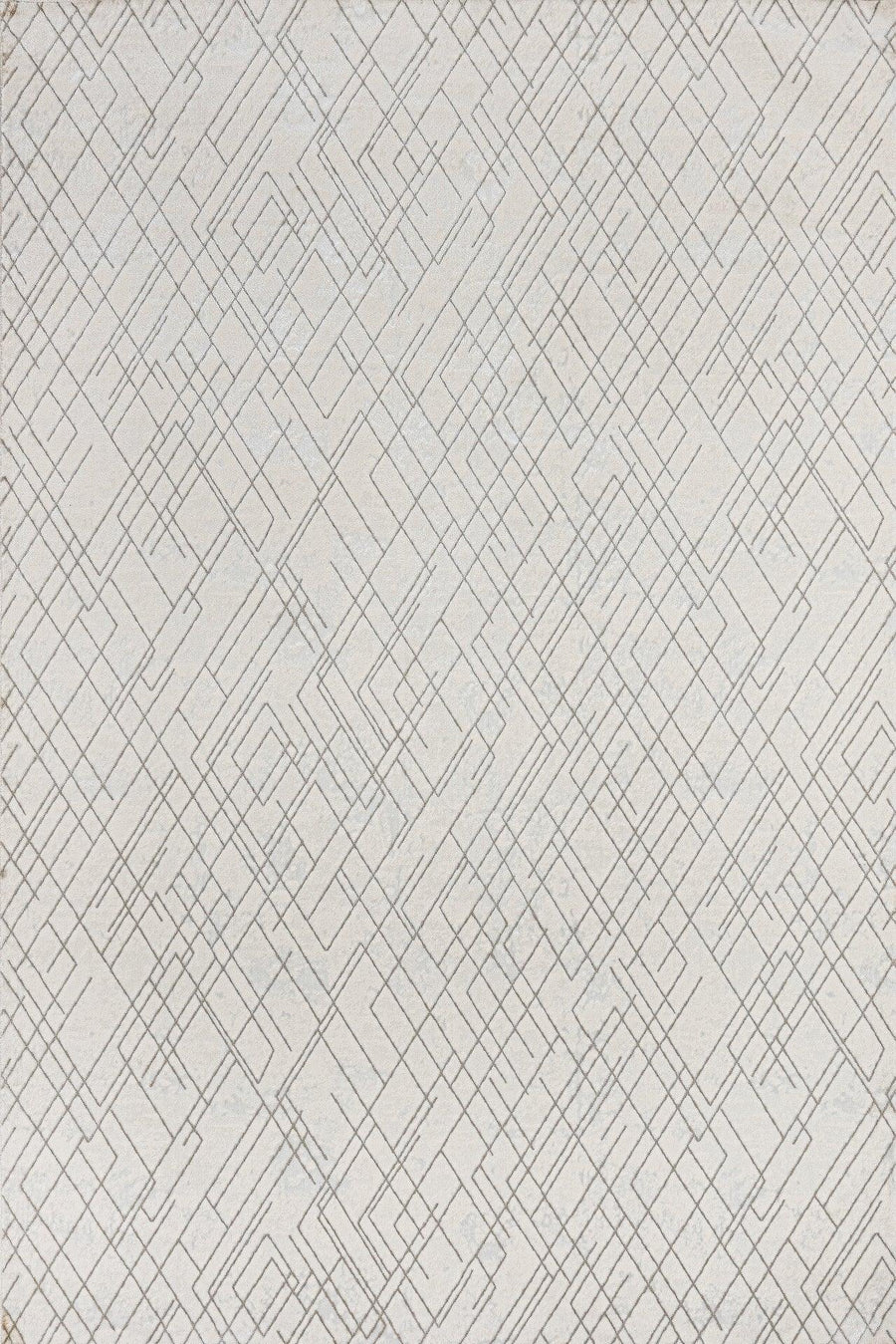 Beyaz Krem Geometrik Minimalist Halı - Yıkanabilir - Kaymaz Taban - Pati Dostu