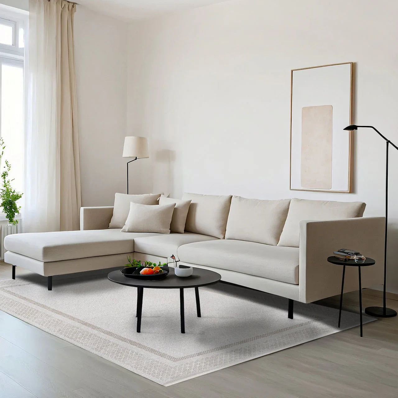 Bordürlü Modern Halı - Yıkanabilir - Kaymaz Taban - Pati Dostu