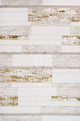 Cream Gold Antique Striped Living Room Rug - Cotton