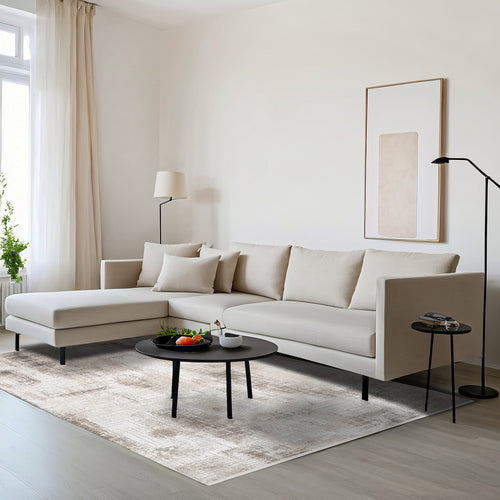 Casayera Bej Çizgili Akrilik Makine Alan Halısı