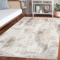 Casayera Bej Çizgili Akrilik Makine Alan Halısı