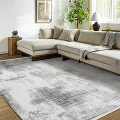 Casayara Gri Çizgili Akrilik Makine Alan Halısı