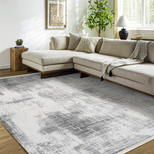 Casayara Gri Çizgili Akrilik Makine Alan Halısı