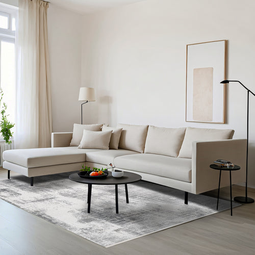 Casayara Gri Çizgili Akrilik Makine Alan Halısı