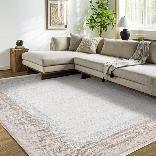 Jasmina Bej Çerçeveli Akrilik Makine Alan Halısı