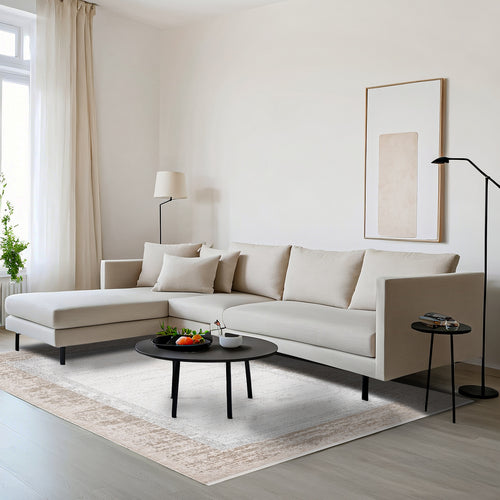 Jasmina Bej Çerçeveli Akrilik Makine Alan Halısı