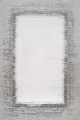Light Gray White Distressed Kitchen Rug Geometric - Cotton Digital Print