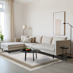 Jasmini Bej Çerçeveli Akrilik Makine Alan Halısı