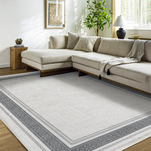 Jesman Gri Çerçeveli Akrilik Makine Alan Halısı