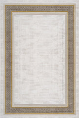 Cream Brown Classic Geometric Living Room Rug