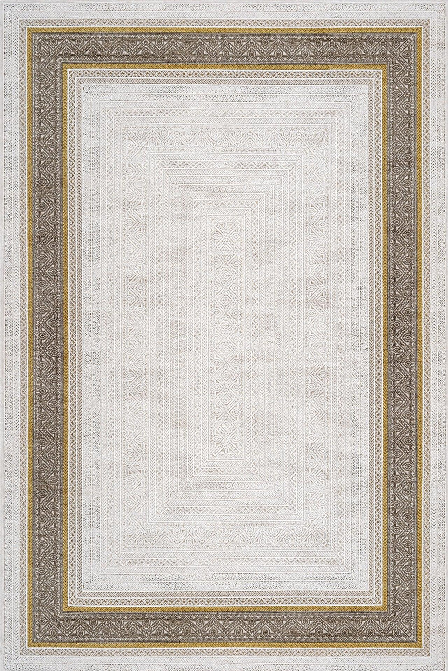 Bordürlü Modern Viskon Halı - Yıkanabilir - Kaymaz Taban - Pati Dostu