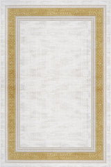 White Gold Yellow Classic Kitchen Rug - Cotton Digital Print