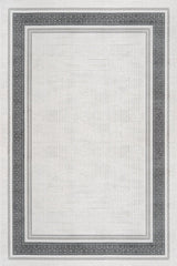 White Grey Modern Geometric Living Room Rug Ethnic - Cotton