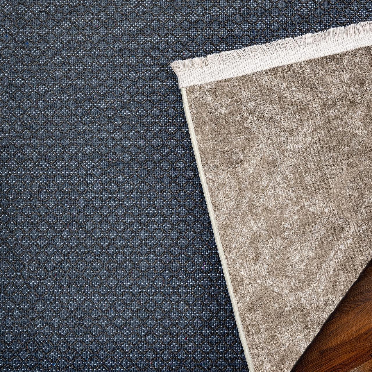 Bej Vizon Dokulu Minimalist Halı - Yıkanabilir - Kaymaz Taban - Pati Dostu