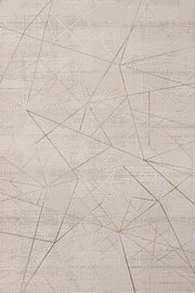 Bej Gold Geometrik Minimalist Viskon Halı - Yıkanabilir - Kaymaz Taban - Pati Dostu