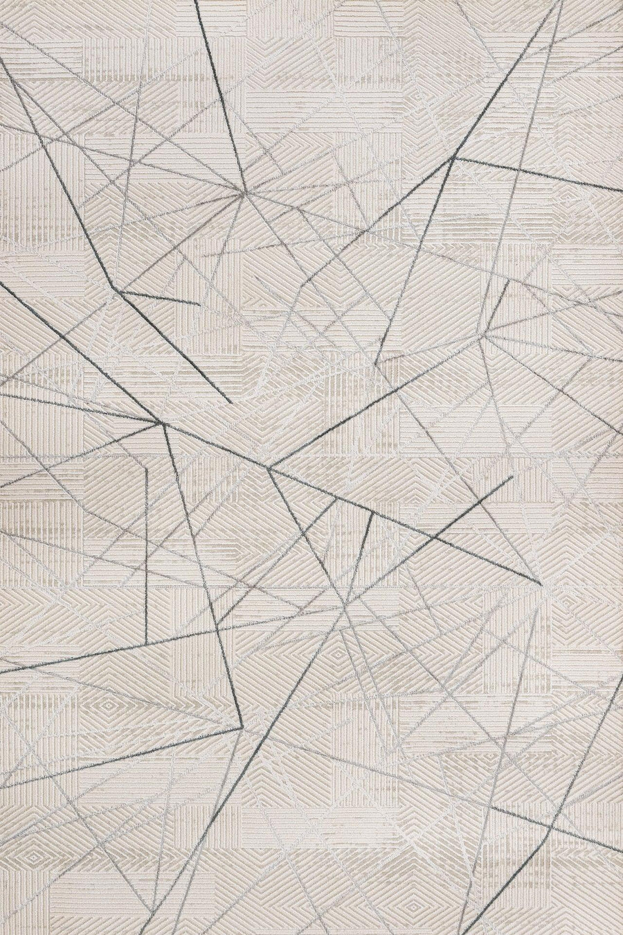 Bej Gri Geometrik Minimalist Halı - Yıkanabilir - Kaymaz Taban - Pati Dostu