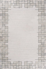 Cream Light Gray Modern Geometric Living Room Rug Abstract blocks - Cotton
