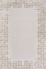 Cream Beige Modern Geometric Kitchen Rug - Cotton Digital Print