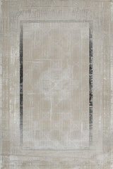 Beige Grey Distressed Living Room Rug - Cotton Machine Woven