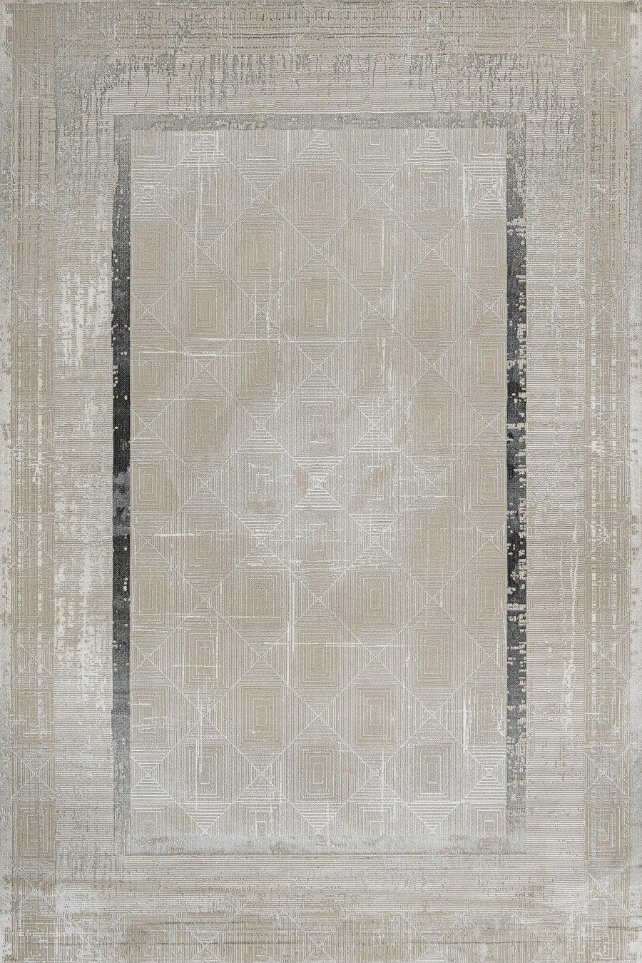 Antrasit Beyaz Bordürlü Minimalist Halı - Yıkanabilir - Kaymaz Taban - Pati Dostu