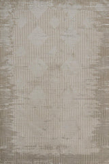 Beige Grey Modern Geometric Living Room Rug Square and Line - Cotton