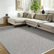 Mignonette Gri Geometrik Pamuk Makine Halısı