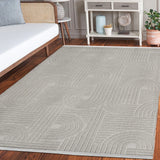 Light Grey Embossed Geometric Pattern Cotton Rug