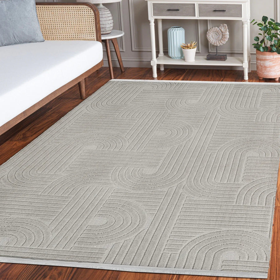 Gri Bohem Dokulu Triko Halı - Toz Vermez