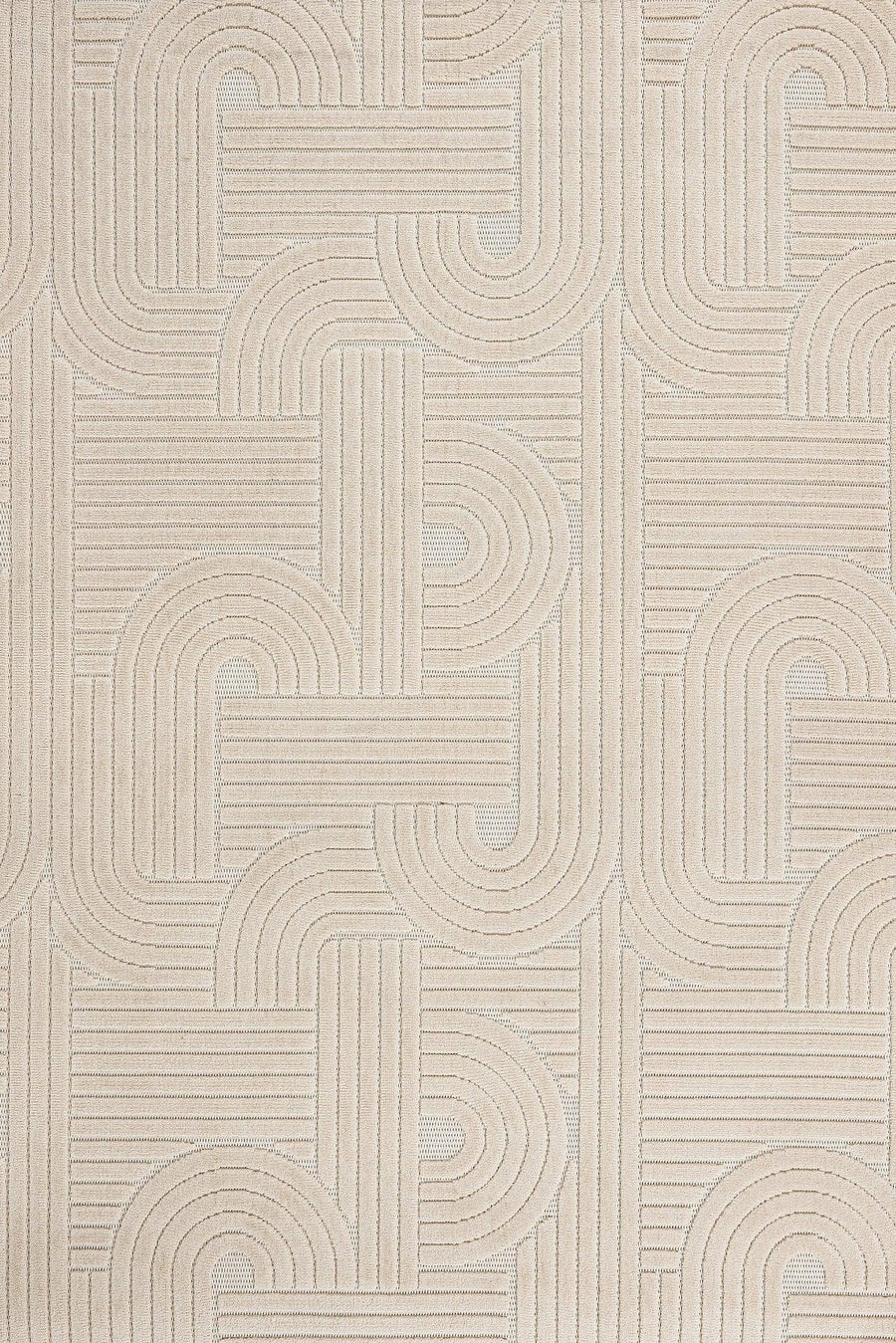 Bej Krem Geometrik Minimalist Viskon Halı - Yıkanabilir - Kaymaz Taban - Pati Dostu
