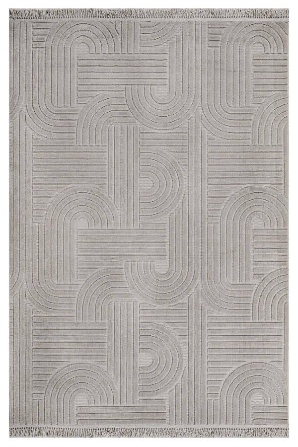 Gri Bohem Dokulu Triko Halı - Toz Vermez