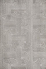 Light Gray Gray Modern Geometric Living Room Rug Linear - Cotton
