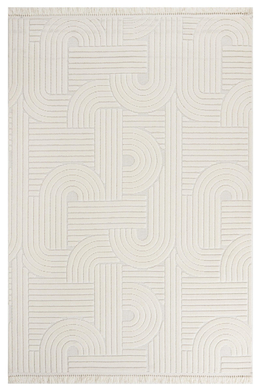 Krem Modern Geometrik Salon Halısı Soyut – Oturma Odası kullanımı